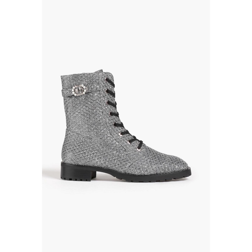 New • Stuart Weitzman Dazzle Embellished Lamé Combat Boots